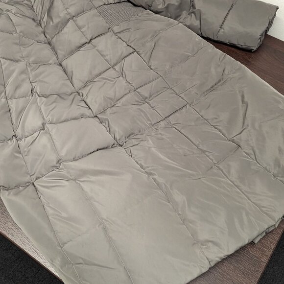 NWT New Cole Haan Long Puffer Zip bib Hooded Down Coat Carbon Grey Large - Picture 7 of 7